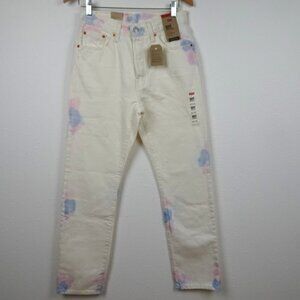 Levi's 501 Jeans Women's Size 28x30 White Tie Dye Denim Button Fly